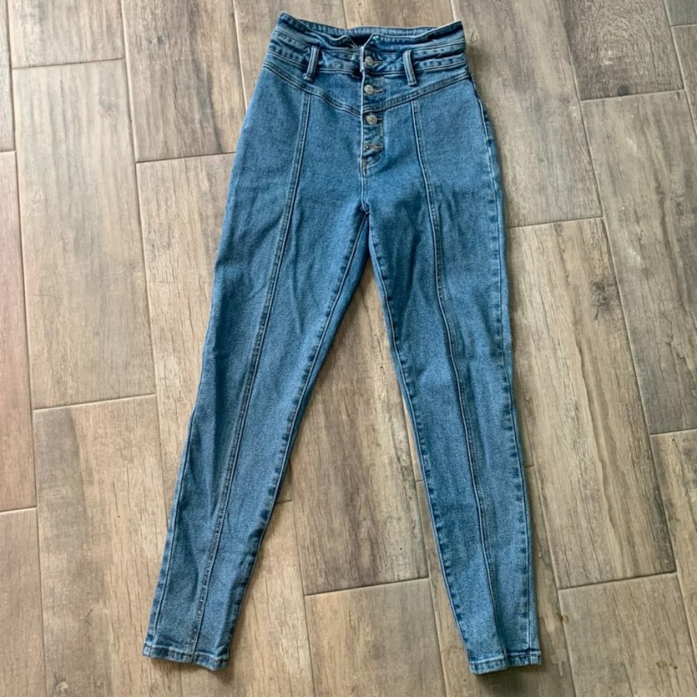 Front Seam Jeans with Button Fly